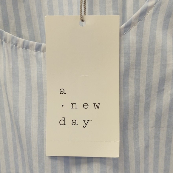 a new day Blue & White Striped Tiered Loose & Lightweight Dress with Pockets - Picture 4 of 4